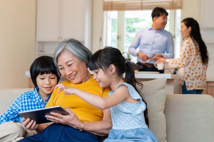 Family reading together
